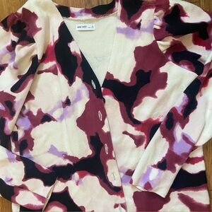 Nine West Women's Abstract Pink and Black Cardigan